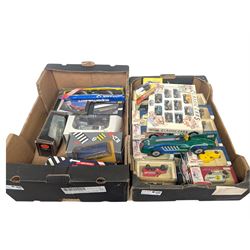 Collection of diecast model vehicles, including Corgi Super Haulers Pickfords lorry, Corgi Bedford Coach, Lledo Days Gone and Trackside models two Maisto motorcycles, etc, all boxed together with a St Johns tinplate Land Speed Record clockwork car