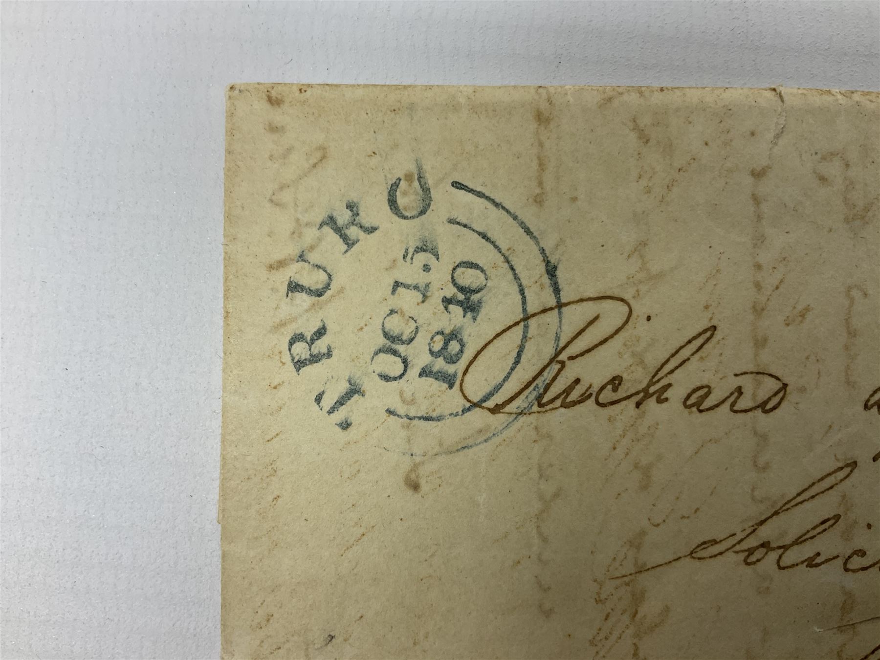 Queen Victoria penny black stamp on letter, red MX cancel