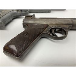 Webley & Scott Premier .177 over lever air pistol, no.2360, with chequered bakelite grip L24cm overall; Diana SP50 .177 plunge barrel air pistol; and T.J. Harrington & Son 'The Gat' .177 plunge barrel air pistol; NB: AGE RESTRICTIONS APPLY TO THE PURCHASE OF THIS LOT (3)