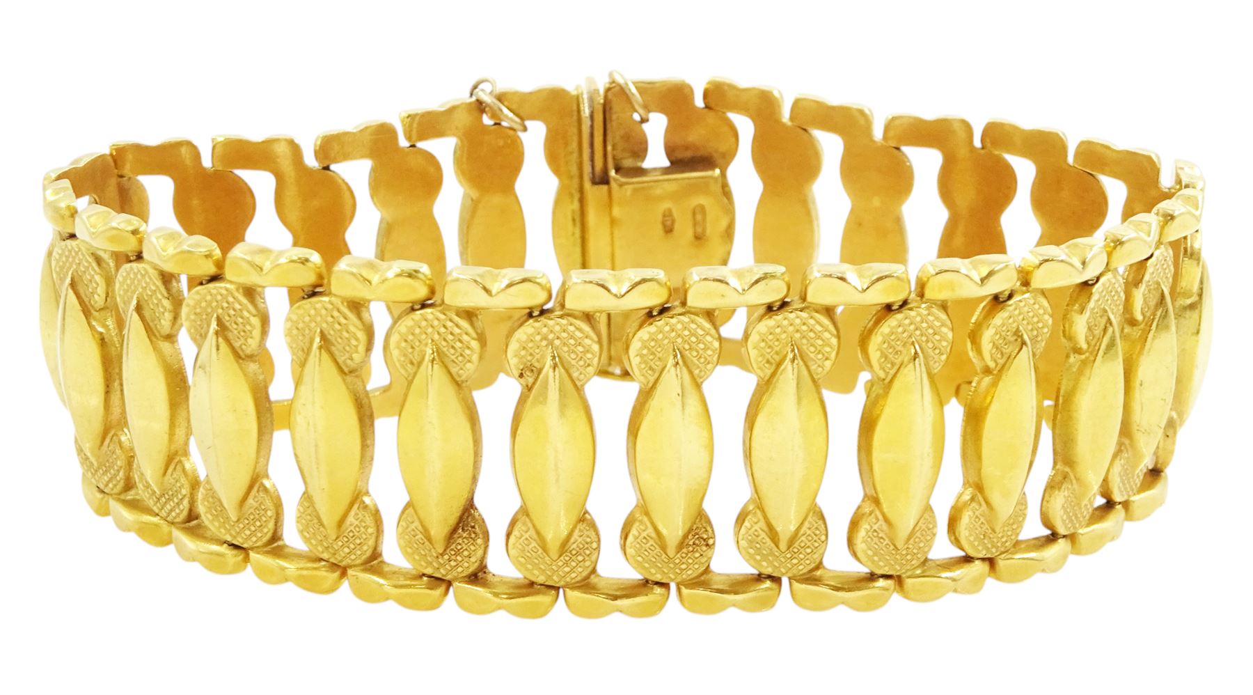 21ct gold fancy link bracelet, stamped