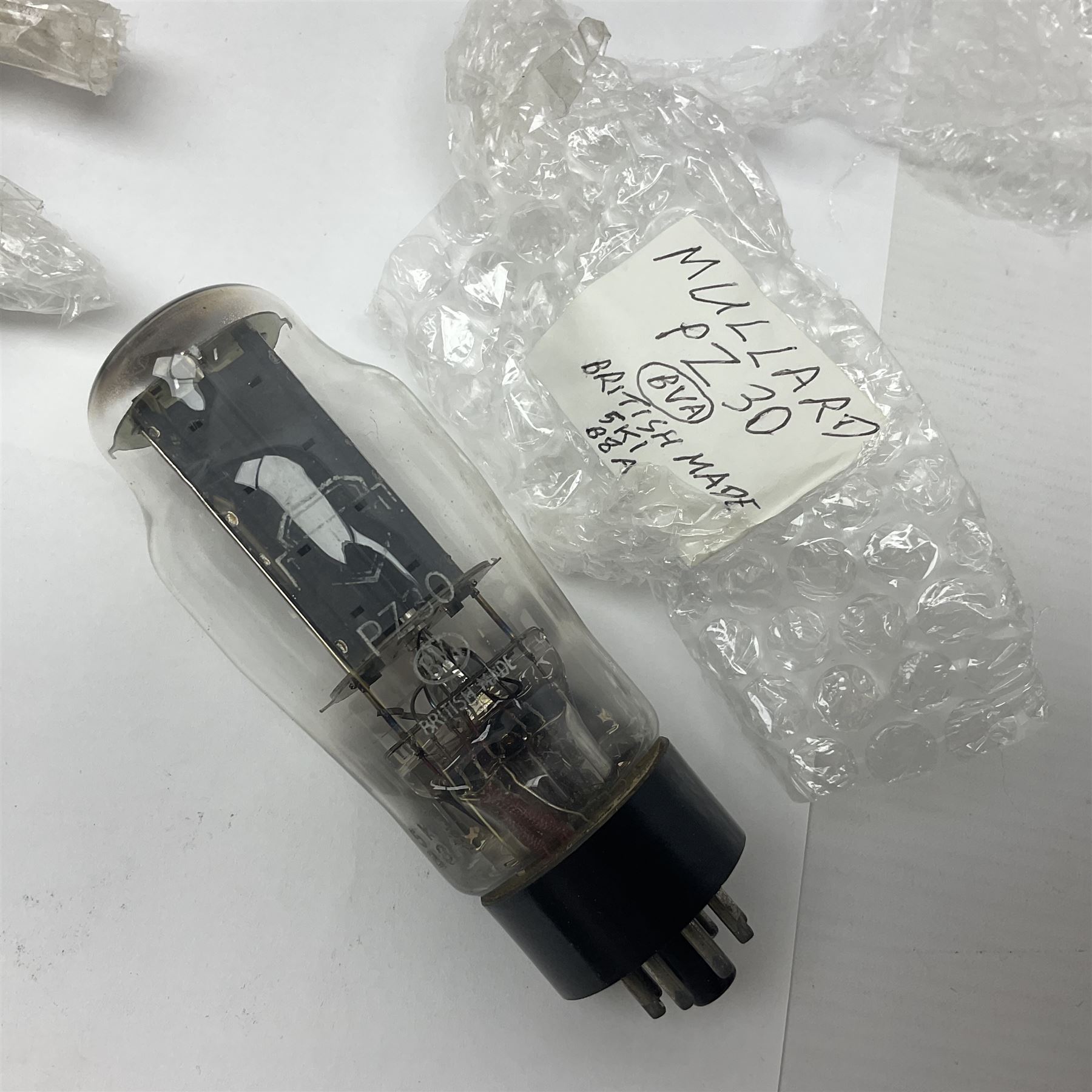 Collection of Mullard thermionic radio valves/vacuum tubes, including VP2, AZ31, PZ30, CY1, EL38 etc approximately 30 as per list, unboxed