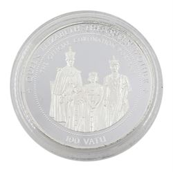 The Royal Mint Vanuatu 1995 'Lady of the Century' silver proof 100 Vatu coin, commemorating Queen Elizabeth The Queen Mother, cased