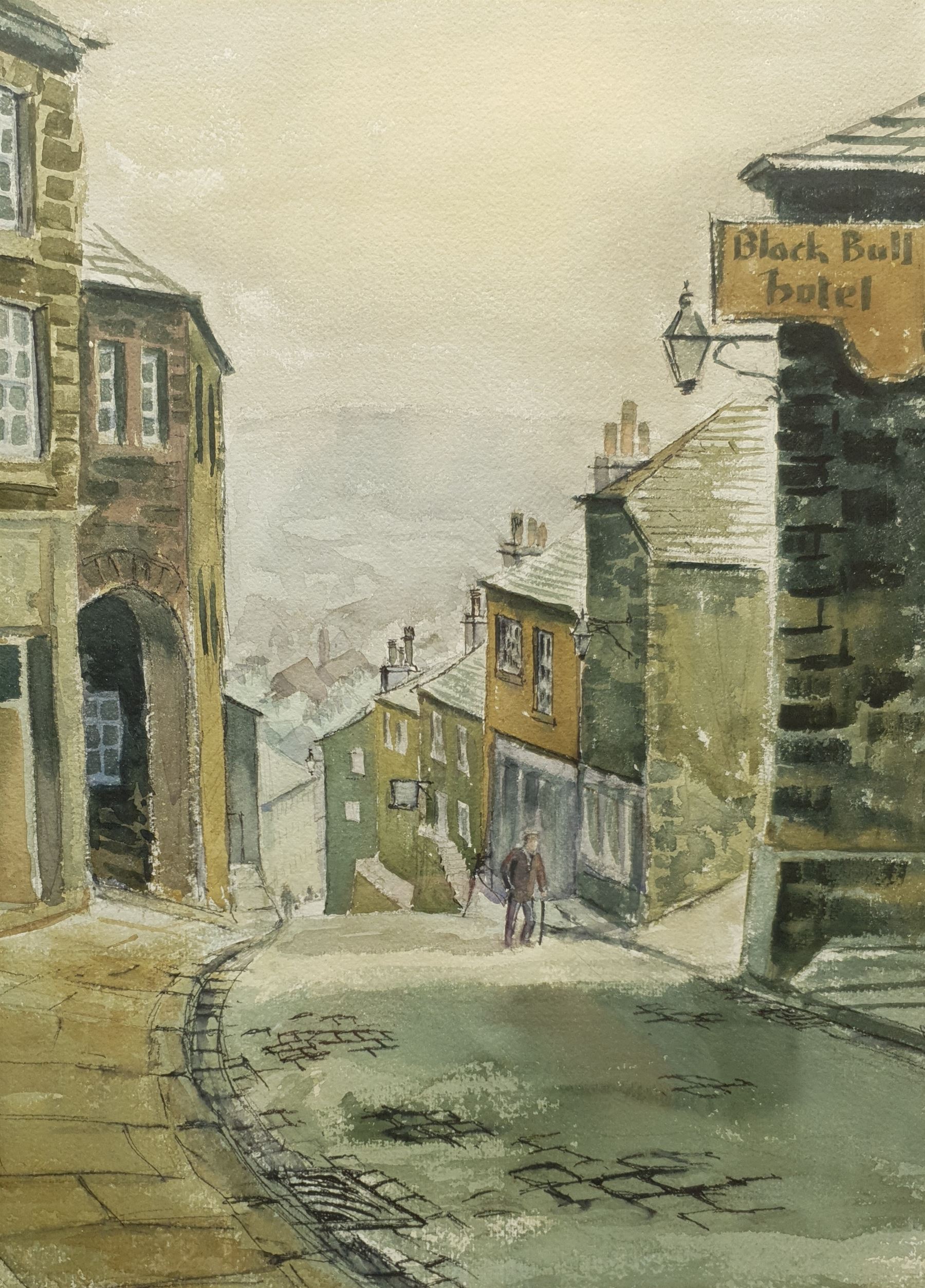 Geoffrey M Holdsworth (British 20th century): 'Haworth in December', watercolour signed, titled verso 46cm x 33cm