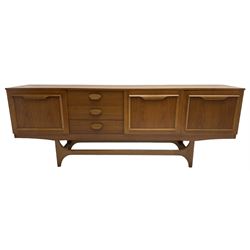 Stateroom by Stonehill - mid-20th century teak sideboard, fitted with single cupboard, double cupboard and three drawers
