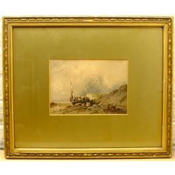 Circle of Henry Barlow Carter (British 1804-1868): Unloading on the Rocks, watercolour indistinctly signed 17cmx25cm