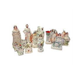 Pair of Staffordshire figures of The Queen of England and The Prince of Wales together wit...