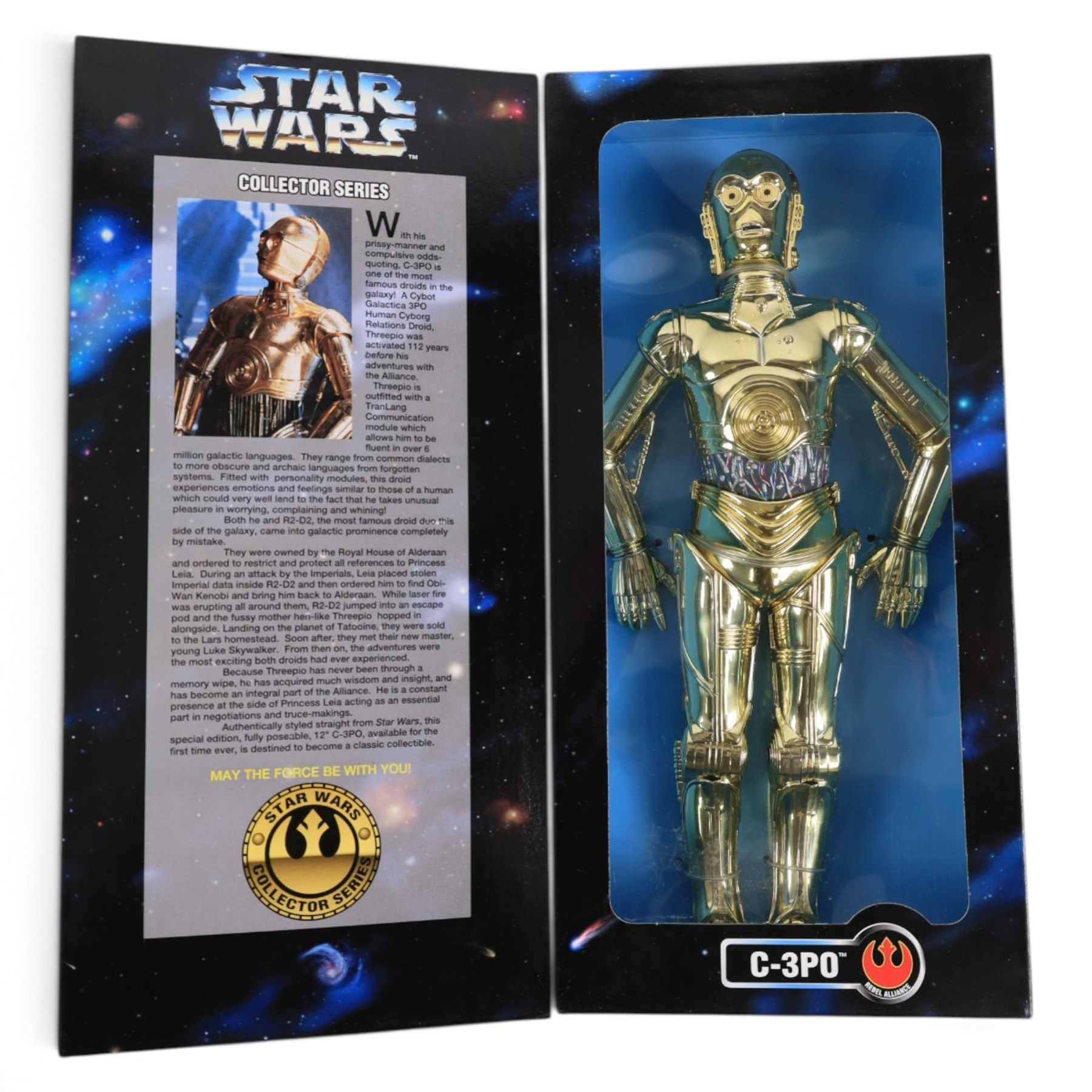 Five modern Kenner Star Wars action figures, comprising Han Solo and Carbonite Block with Frozen Han Solo, Wedge Anitlles & Biggs Darklighter, C-3PO, Jedi Luke Skywalker & Bib Fortuna and Luke Skywalker vs. Wampa, all boxed