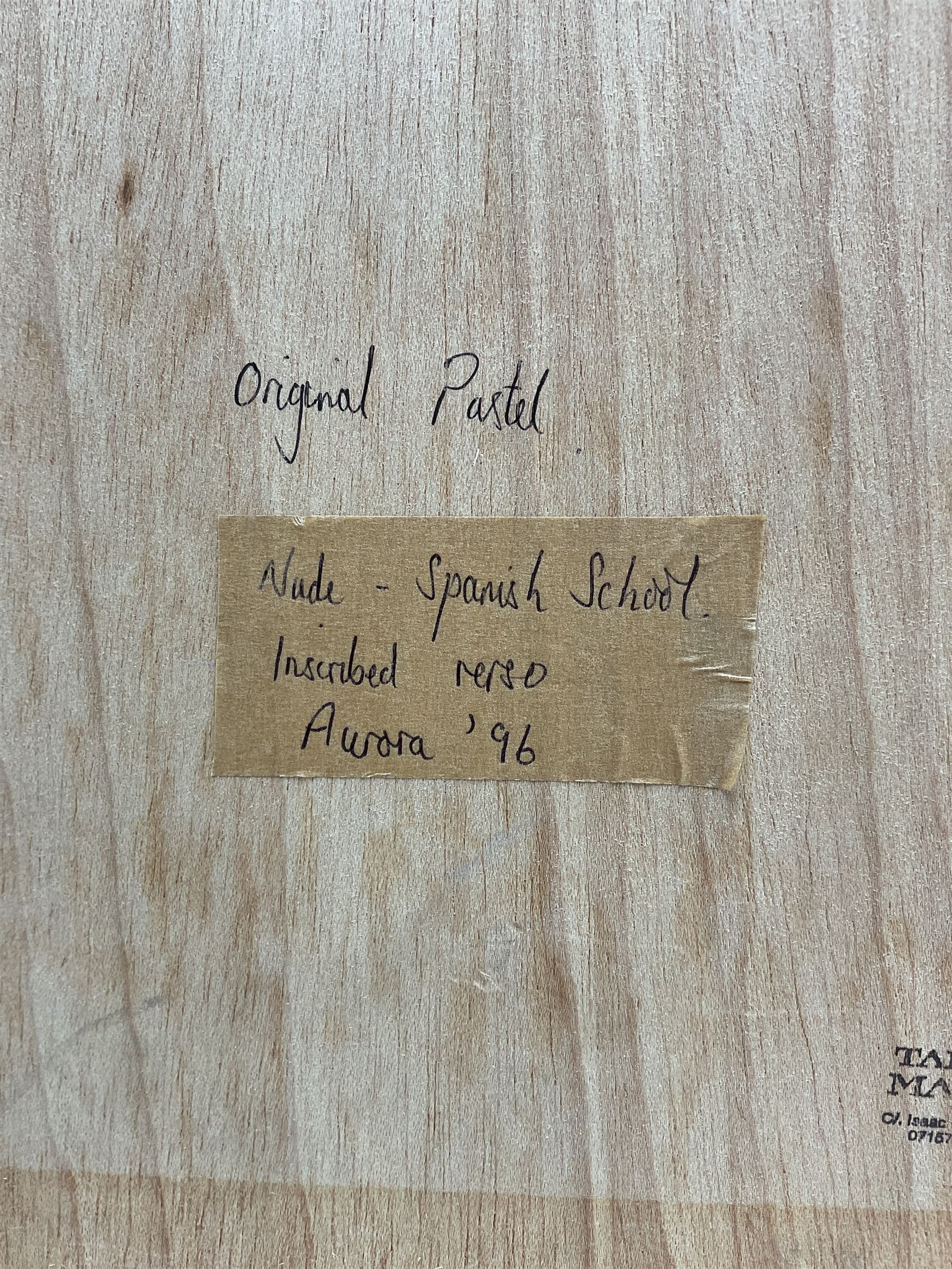 Spanish School (20th Century): Nude Study, pastel Spanish school nude study pastel signed 'Aurora' 40cm x 28cm