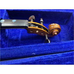 Children's violin, L51.5cm, in case and children's guitar, L93cm in case 