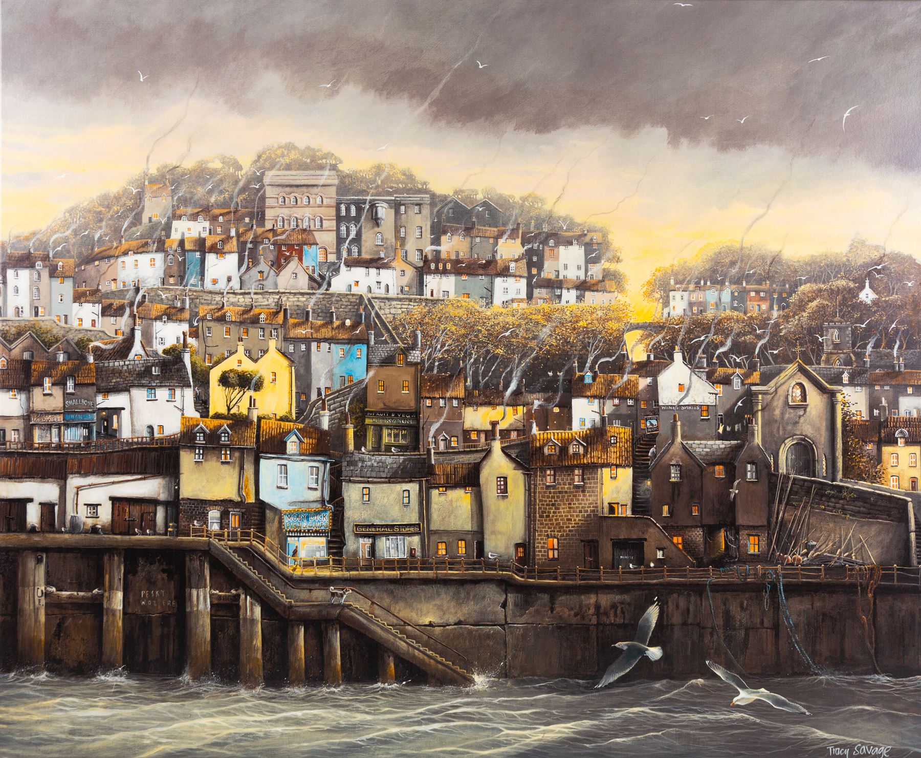 Tracy Savage (Scarborough 1963-): 'Eventide', limited edition canvas print, titled and numbered 65/295 verso, 75cm x 92cm (unframed)