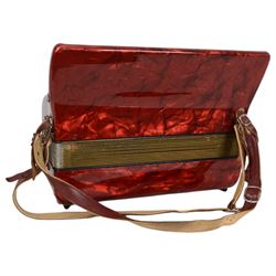 Hohner Chromatic accordion, three octave keyboard with 120 buttons and 16 fold bellows. With carrying case.