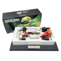 Ayrton Senna Racing Car Collection - McLaren MP4/4 1988 World Champion; boxed; with separate stand titled 'First Championship'