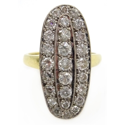  18ct gold brilliant cut diamond, oval cluster ring hallmarked  