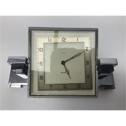 Art Deco Touch Tip Table Lighter by Ronson, together with an Art Deco lighter modeled as a woman, Smiths desk clock and ashtray, tallest H27.5cm