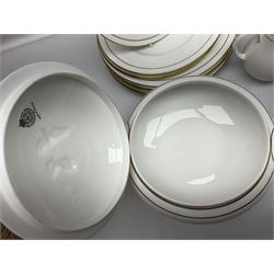 Royal Worcester Contessa pattern part tea and dinner service, to include teapot, milk jug, sucrier, seven cups and eight saucers, none dinner plates, twin handled tureen with lid, sauce boat etc, 