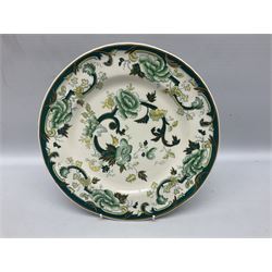 Calais Imari style part tea service, Mason's Chartreuse pattern plate, Arthur Wood Gaudy Welsh style coffee pot, and Victoria Ware teacup and saucer