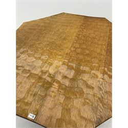 Yorkshire Oak - Golden oak octagonal dining table, adzed top with concave sides, pedestal base