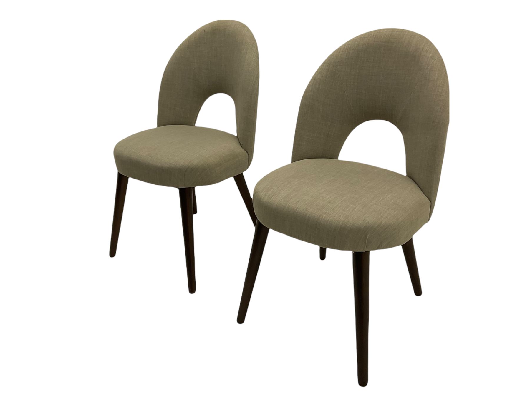 Bentley Designs - Premier collection 'Oslo' contemporary walnut extending dining table and six chairs upholstered in steel grey fabric. 