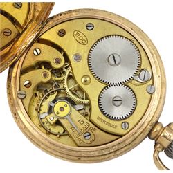 Early 20th century 9ct gold open face keyless lever presentation pocket watch, inner cover inscribed 'Presented to Sgt. H. Jeavons. Goldstream Guards M.M by the Manvers Main Collieries Ltd & their Workmen as a Token of Appreciation on Being Awarded the Military Medal for Bravery on the Battlefield 1918', case by Dennison, Birmingham 1917