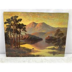 English School (19th century): Lakeland and River scenes at Sunset, pair oils on board unsigned 41cm x 56cm (unframed) (2)