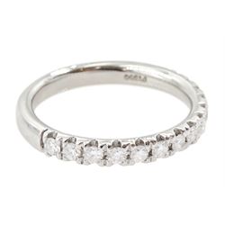 Platinum round brilliant cut diamond half eternity ring, hallmarked, total diamond weight approx 0.35 carat
