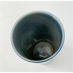 Royal Doulton Titanian Ware vase, painted by Harry Allen, of cylindrical form decorated with a Kingfisher perched upon a branch beneath a crescent moon, signed H. Allen, with printed mark beneath and painted mark 'Kingfisher 2846', H21cm