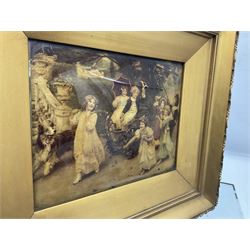 Three early 20th century full profile framed silhouettes, each signed Scot-Ford 1929, together with four hand painted portrait silhouettes and two framed crystoleums, depicting figural scenes (9), largest H35cm