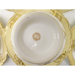  Victorian Coalport Salopian tea service c1870-1880, having floral gilt borders on a champagne ground, comprising five coffee cups & saucers, seven tea cups & saucers, slop bowl, ten tea plates, seven side plates, four serving plates and oval dish, pattern no. 3/758   
