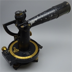  WW2 Director No.12 Mark 1 black japanned and brass Artillery Theodolite gunsight by Hall Bros, London, No.439, stamped with Crows Foot, H28cm  