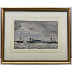 William (Fred) Frederick Mayor (Staithes Group 1866-1916): Shipping off the Coast, watercolour signed 25cm x 38cm
Provenance: with T B & R Jordan, exh. 3rd Harrogate Staithes Group Exhibition 2005; the artist's family, certificate verso