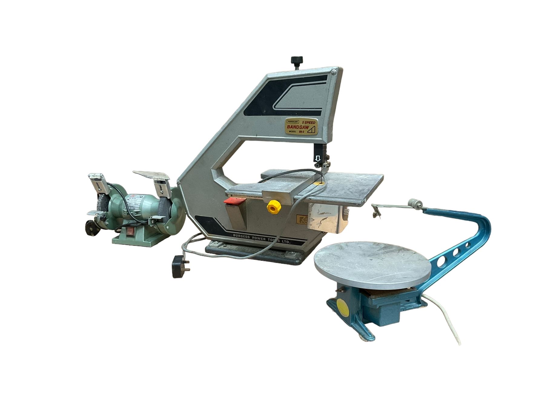 Burgess bandsaw, bench grinder and fret saw - THIS LOT IS TO BE COLLECTED BY APPOINTMENT FROM DUGGLEBY STORAGE, GREAT HILL, EASTFIELD, SCARBOROUGH, YO11 3TX