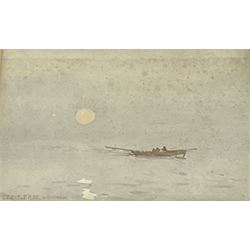 Ernest Dade (Staithes Group 1868-1934): Rowing in Open Water at Dawn, watercolour signed 15cm x 21cm