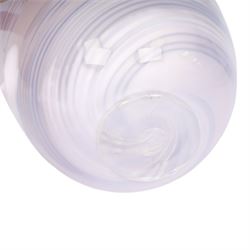 Glass vase, with lilac and vase swirls, indistinct signature beneath, together with Murano uranium glass dish