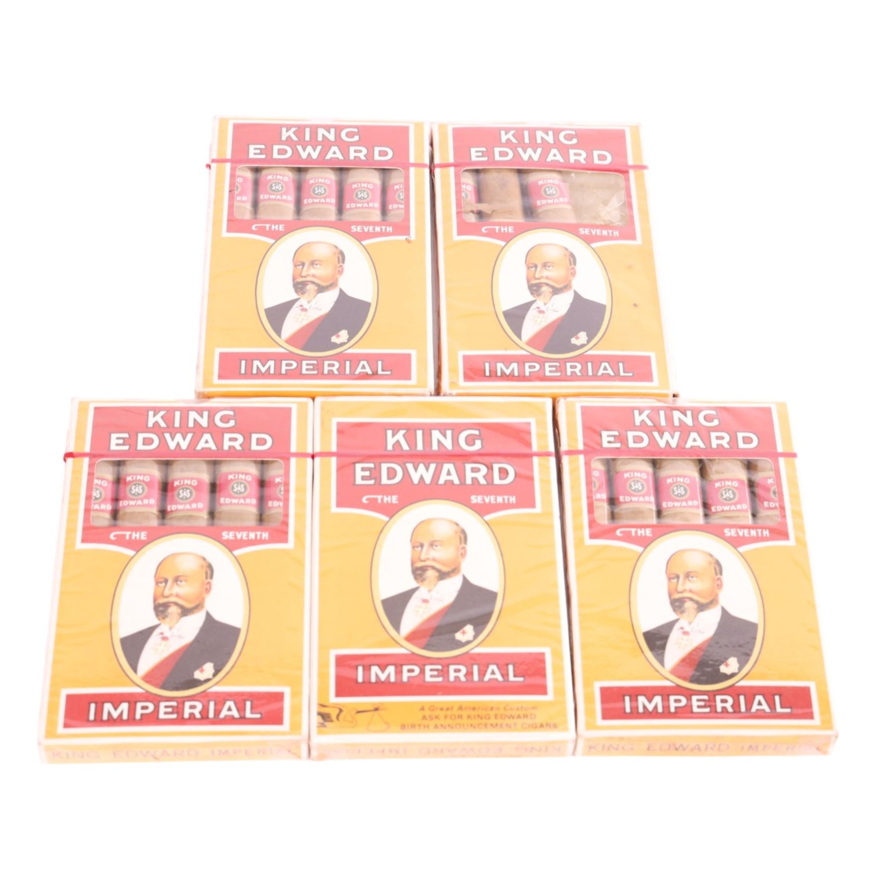 King Edward Imperial cigars, five packs sealed