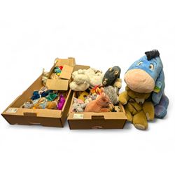 Collection of vintage and modern soft toys, including TY Beanie Babies, Disney Store Eeyore, etc