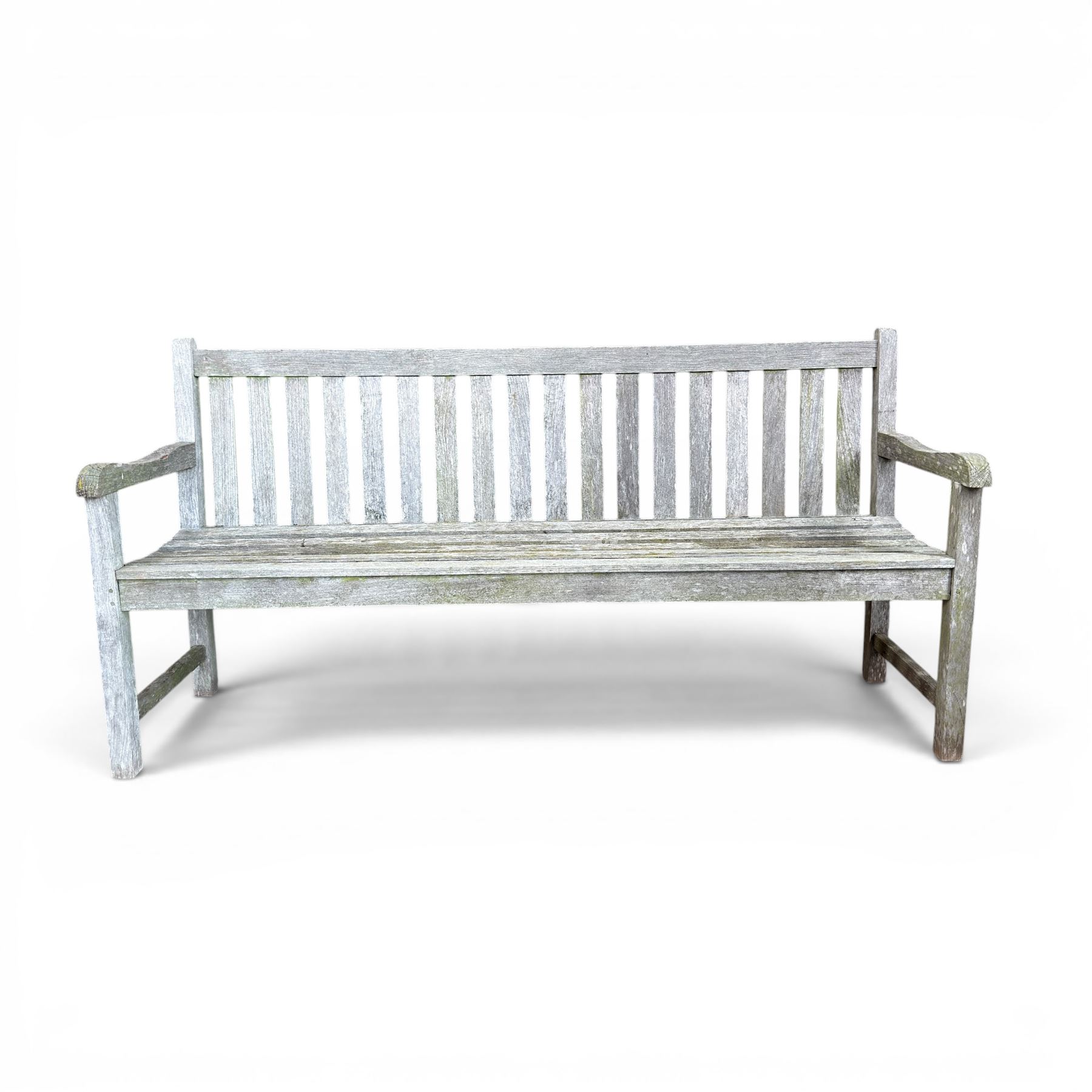Plantation Teak garden bench, rail back from with slatted seat