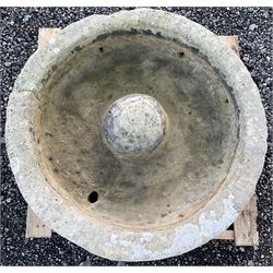 19th century hat top carved stone circular trough - THIS LOT IS TO BE COLLECTED BY APPOINTMENT FROM DUGGLEBY STORAGE, GREAT HILL, EASTFIELD, SCARBOROUGH, YO11 3TX