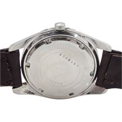 Two Seiko Seahorse gentleman's stainless steel manual wind wristwatch's, one with date aperture, both on leather straps