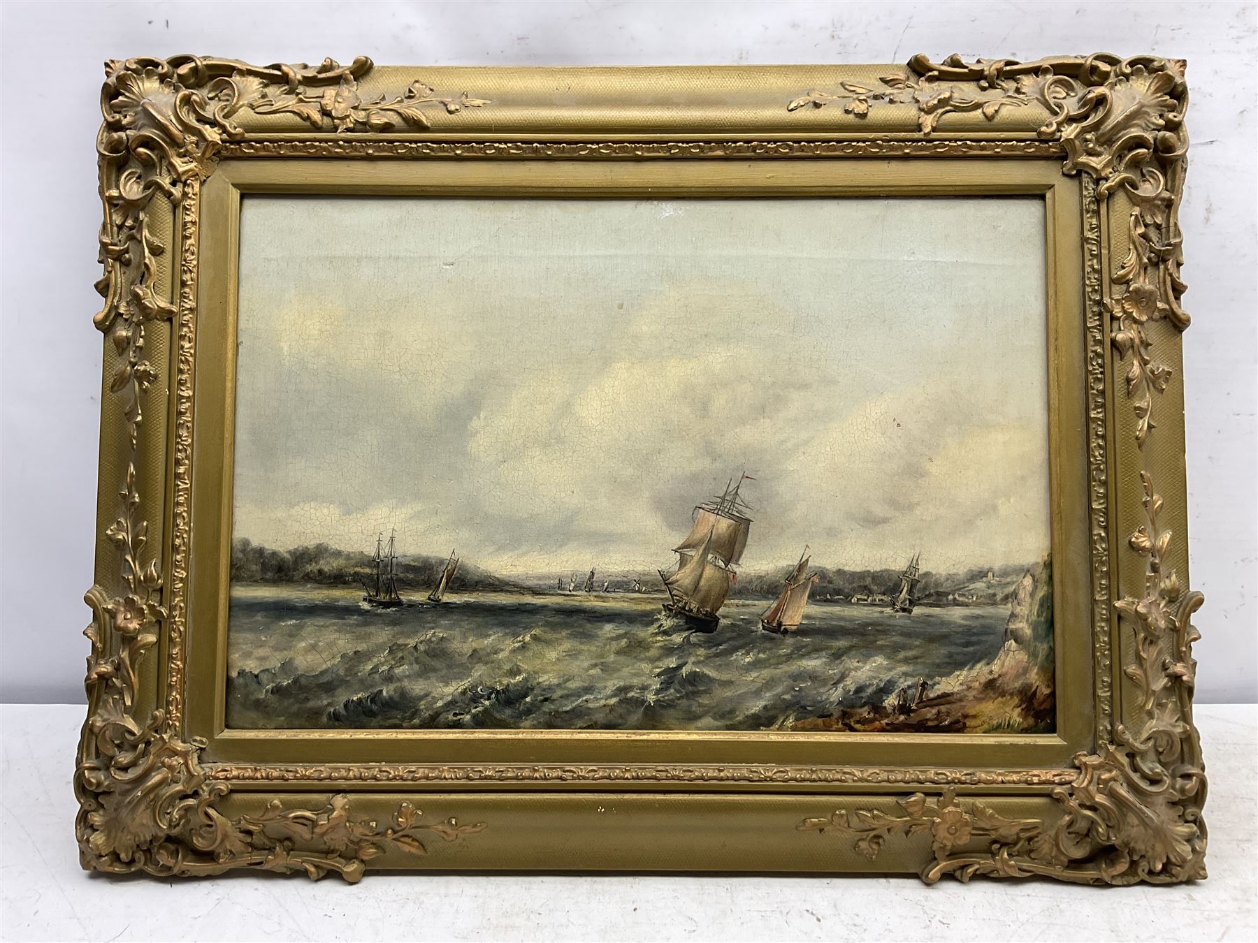 Henry Edgar Hayes (British 19th century): 'The Thames Near Grays', oil on canvas, signed titled and dated 1856 verso, 44cm x 30cm