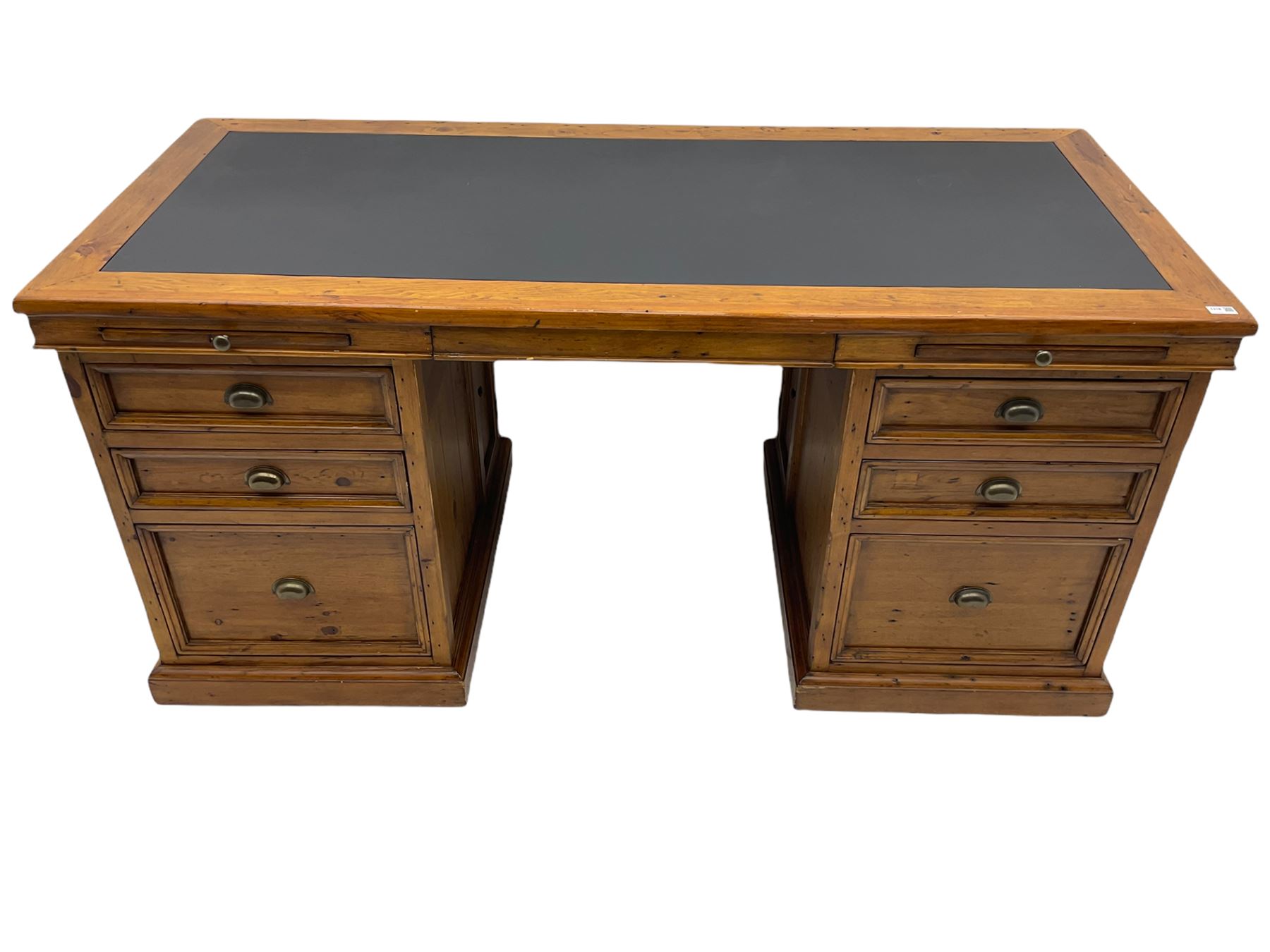 Barker & Stonehouse - Villiers reclaimed eastern pine twin pedestal desk, faux leather inset top