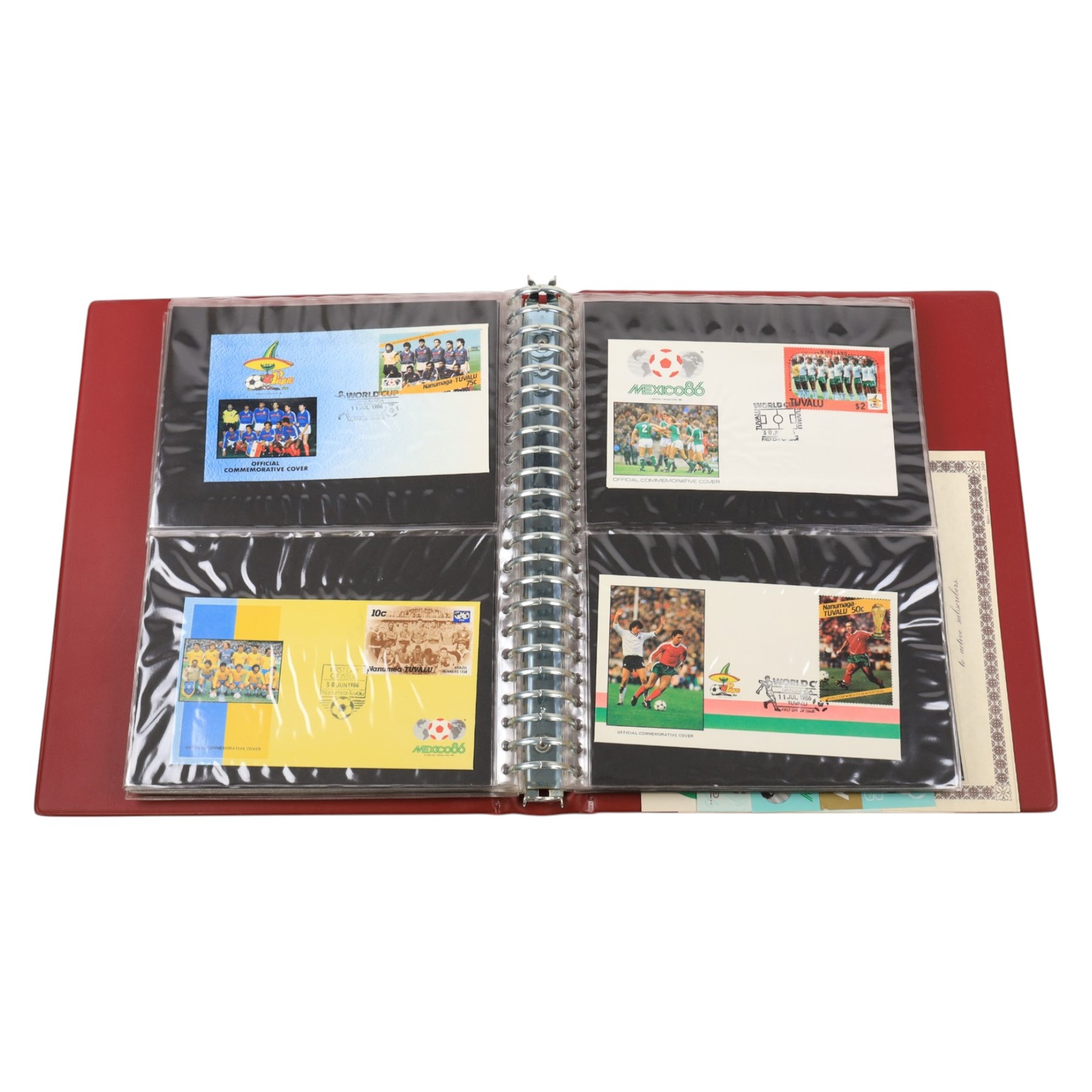 Football-themed stamps, including 'The World Cup Collection' in three folders, further first day covers, etc, in one box