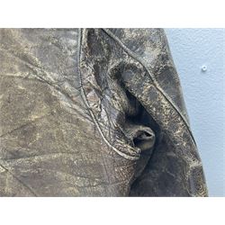 German Luftwaffe Hartmann leather jacket with tartan pocket linings, pocket zip pulls marked 'Eclair Bte.S.G.D.G.'