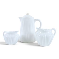 Shelley Dainty White pattern tea service, including teapot, coffee pot, hot water jug, open sucrier, cups and saucers, cake plates etc 