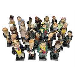 Twenty four Royal Doulton figures of characters from the works of Charles Dickens, to include Sam Weller, Pecksniff, Oliver Twist, Sairey Gamp, Artful dodger etc