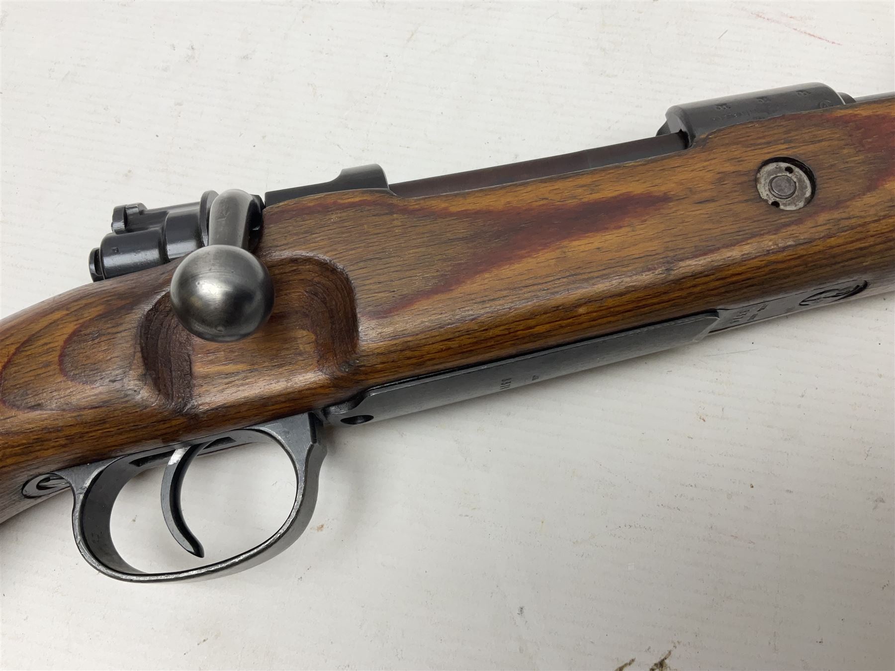 FIREARMS CERTIFICATE REQUIRED - BLANK FIRING Mauser 792 by 57 Mod.98 bolt action rifle marked BYF 41, re-proofed for .308 Winchester blank firing, with 61cm (24
