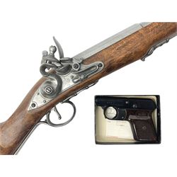 Webley Mark III .22 Sports Starting Pistol, top venting, with bakelite grips, boxed with instructions; and a reproduction Georgian Tower flintlock blunderbuss (2)
