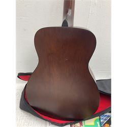 Rally five-string banjo with mahogany solid back L101cm in soft carrying case; and Brunswick Model BF200 acoustic guitar L103cm; with small quantity of instructional DVDs and booklets