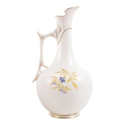 Royal Worcester blush ivory pitcher ewer jug, decorated with wisteria, puce mark to base and numbered RN13580 and 1028