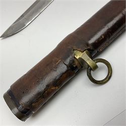 WW2 Japanese Army officer's shin gunto/katana sword with 67cm steel single edged blade, foliate cast brass tsuba, bound fish-skin grip with brass mounts, inscribed and painted marks to tang; in lacquered wooden scabbard with leather combat covering bearing four character marks L99cm overall