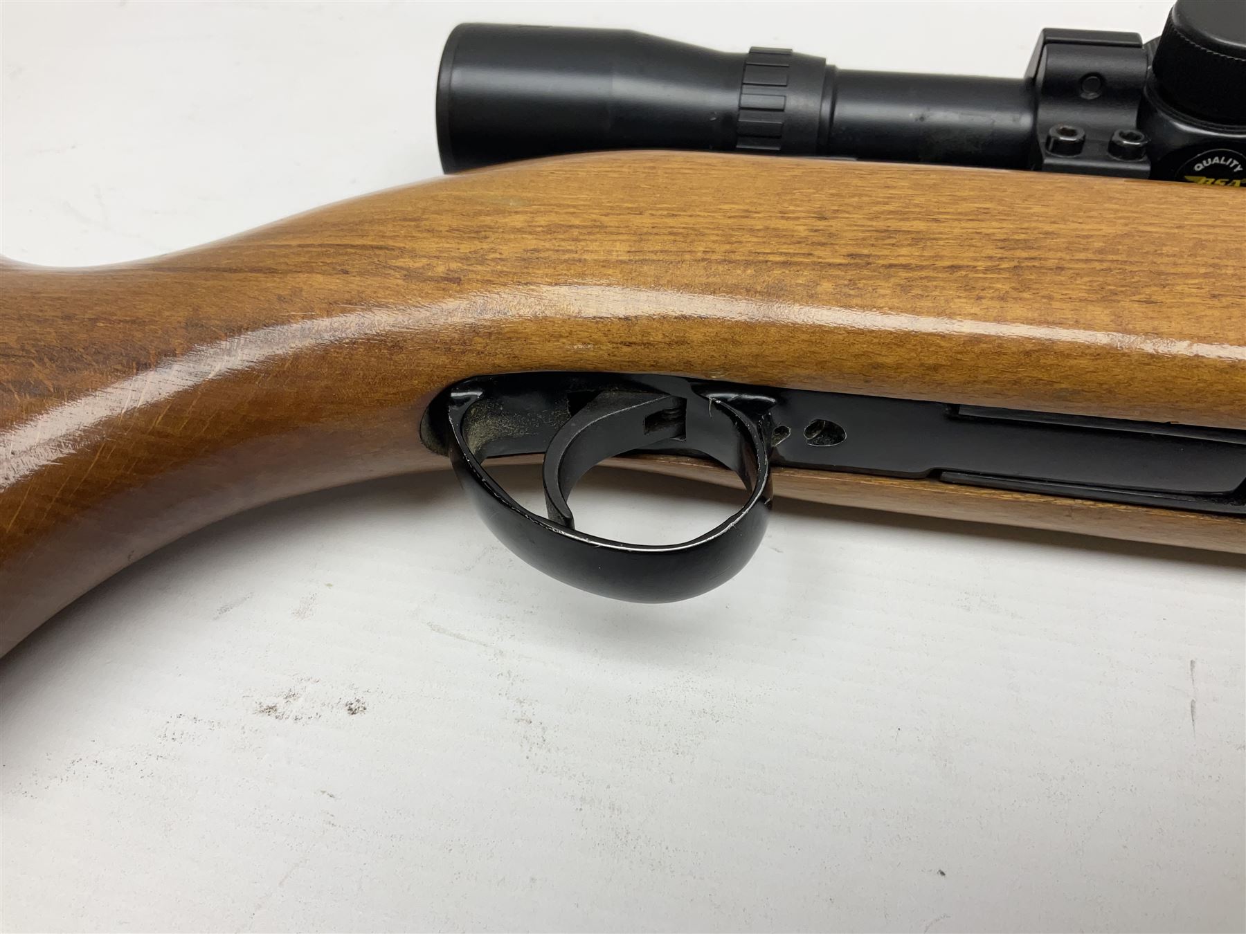 BSA 22 caliber air riffle with telescopic sight, in Fambeau hard case